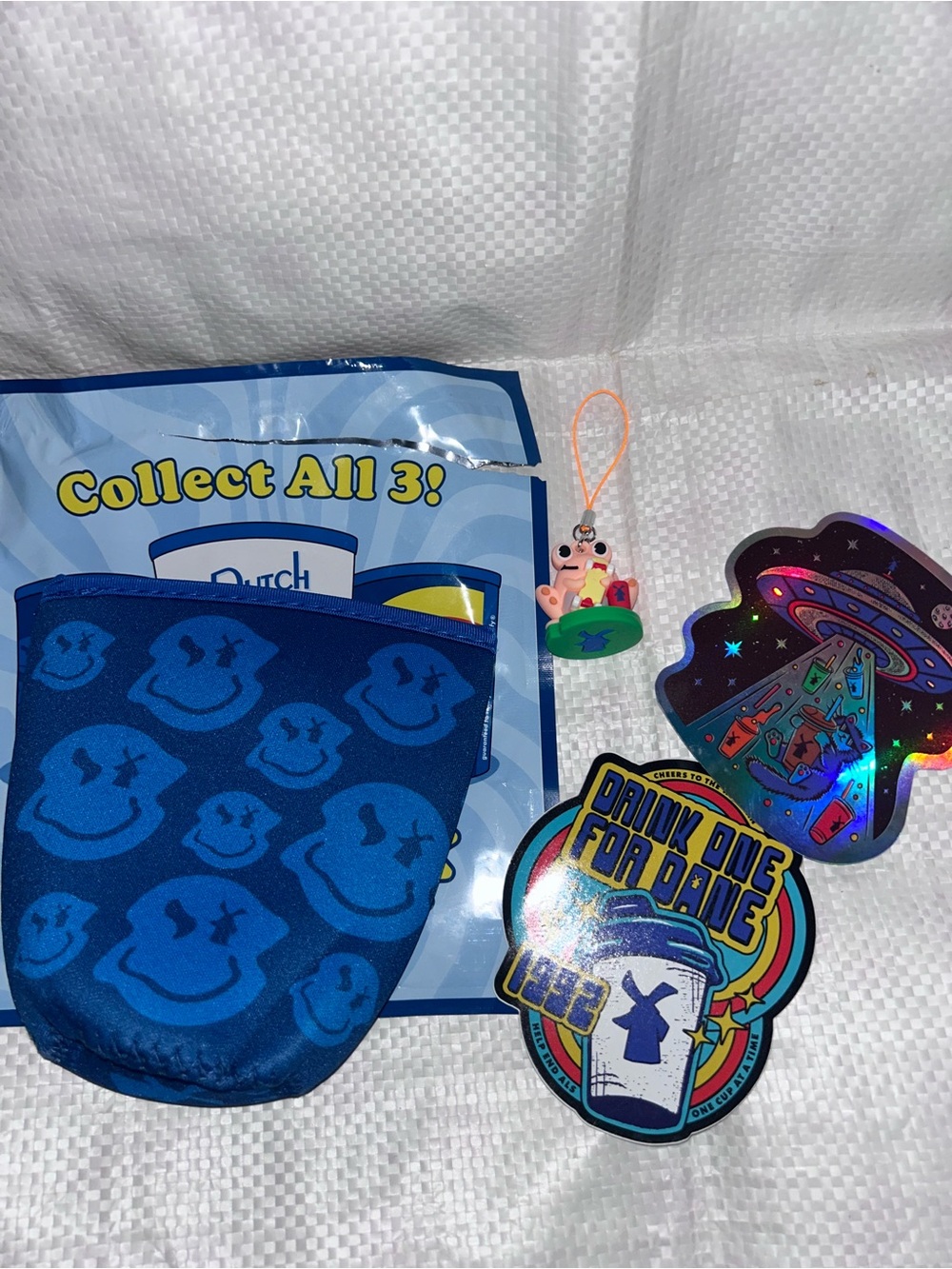 Dutch bros bundle of 4 items , cup sleeve, sticker, frog charm New